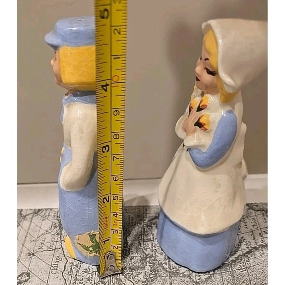 VTG 1940's MCM Ceramic Arts Studio Dutch Boy Girl Salt Pepper Shaker Cottagecore